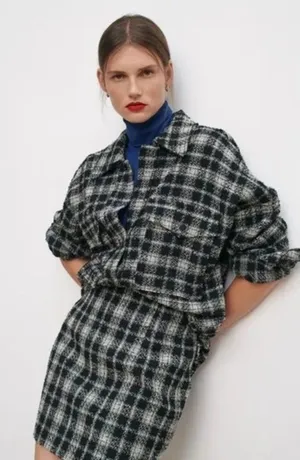 ZARA Plaid Tweed Mini‎ Skirt Sz Sm thumbnail 1