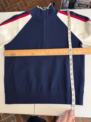 Madewell Womens Colorblock Quarter Zip Raglan Sweater Navy Red White Small NWT thumbnail 5