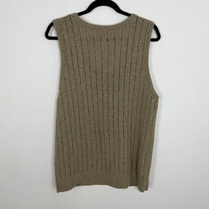 Loft Open Knit Sweater Vest Tank Scoop Neck Pullover Pointelle Coastal Size XL thumbnail 6