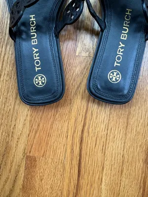 Tory Burch Tiny Miller Thong Sandals Perfect Black Women's SZ 8 thumbnail 4