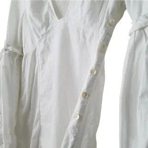 Free People Dress Womens XS White V-Neck Balloon Sleeve Mini Tassel Summer Boho thumbnail 11