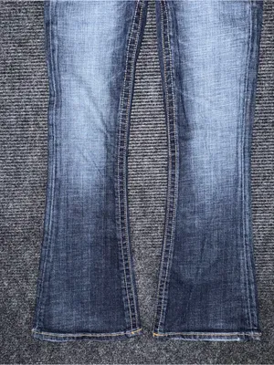 Y2K Buckle BKE Star Flare Jeans Low Rise Dark Wash 26x31.5 Embroidered Festival thumbnail 5