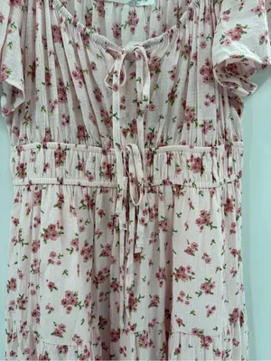 Altar’d State Pink Floral Mini Dress boho Flutter Sleeve Cottagecore large NWT thumbnail 4