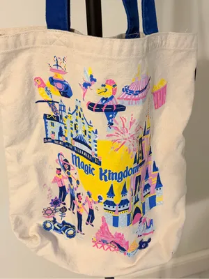 Starbucks Canvas Mini Tote in Cream with Blue Handles and Multicolor Print thumbnail 2