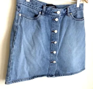 Vintage 90’s London Jean button front denim jean mini skirt thumbnail 3