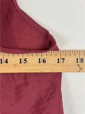 Maeve Anthropologie Smocked Ruffle Hem Swing Tank Top Burgundy Mauve Size M thumbnail 10