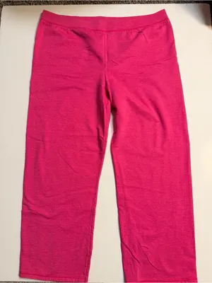 Hanes Cotton blend pull up elastic waist comfy pants, fuchsia pink, size XL thumbnail 3
