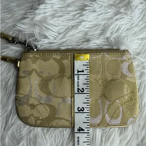 COACH Gold Silver Signature Wristlet thumbnail 7