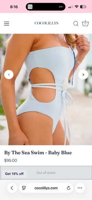 Coco Lily cut out baby blue seashell one piece swimsuit thumbnail 4