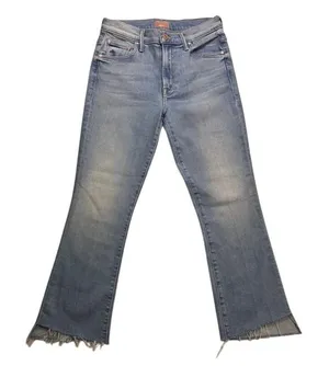 MOTHER The Insider Crop Step Fray Jeans Can You‎ Dig It Blue Denim 26 1157-1351 thumbnail 1