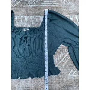 Cottagecore Forest Fairy Peasant Milkmaid Blouse Boho Ren Faire Boho Green L thumbnail 13