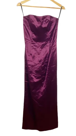 for Gunne Sax Vintage Strapless Maroon Satin Maxi Dress Sz 5 thumbnail 1