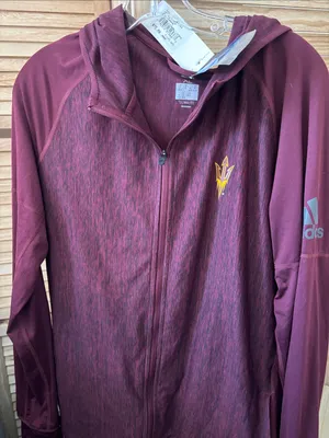 adidas Maroon Zip-Up Hoodie with Sun Devil Logo XL NWT thumbnail 1