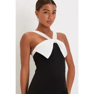 Lulus Luxurious Outlook Black and White Bow Mermaid Maxi Dress Wedding Size M thumbnail 2