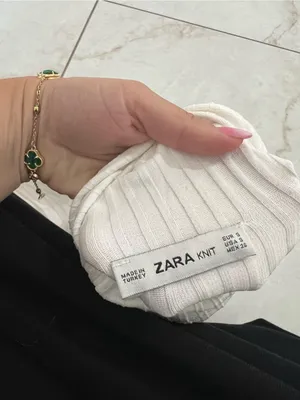 Zara White Logo Knit Turtleneck Sweater Size Small thumbnail 5