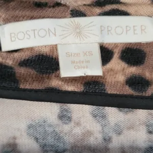 Boston Proper Cardigan Womens XS Brown Leopard Print Open‎ Front Waterfall Knit thumbnail 4