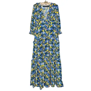 CODE x MODE Floral Maxi Dress XL Empire‎ Waist Drop Waist Ruffle Bishop Sleeve thumbnail 3