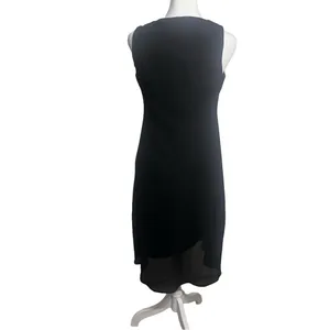 VTG Y2k Black Beaded Sheer Midi‎ Dress Flowy Whimsigoth Fairy Grunge 6P Dark Fem thumbnail 2