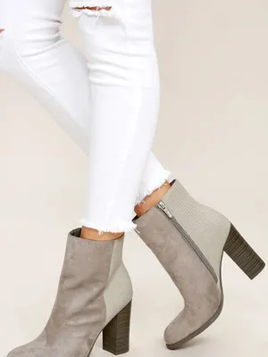 Sam Edelman Gray Suede Block Heel Ankle Boots - Women thumbnail 1