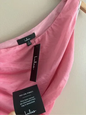 Lulus Beautiful Perception Pink Ombre One-Shoulder Mesh Midi Dress Size Small thumbnail 6