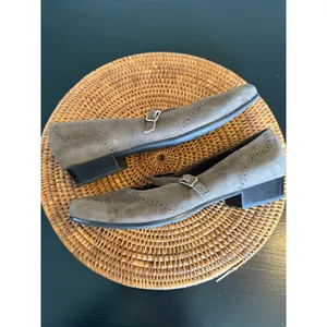 Munro American Womens 14 M Taupe Suede Mary Jane Brogue Block Heel‎ Pumps Shoes thumbnail 7