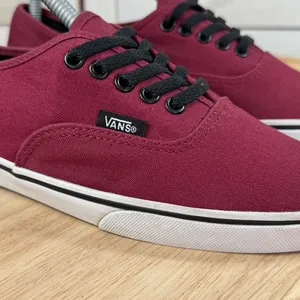 Van Authentic Canvas Low Top Lace Up Sneakers Burgundy Red 7.5 Women‎ 6 Men thumbnail 7