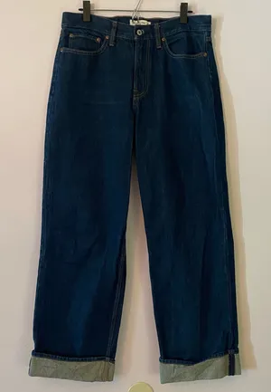 Abercrombie & Fitch Mid Rise Slouchy Jeans Dark Wash Curve Love Baggy Boyfriend thumbnail 1