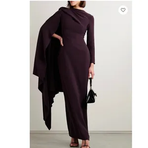 SOLACE LONDON Plum Purple Lydia One-Sleeve Cape Effect Cady Maxi Dress US 4 thumbnail 16