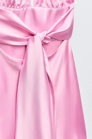 Zara dress mini halter pink satin bow wedding party coctail bridal shower evening thumbnail 17