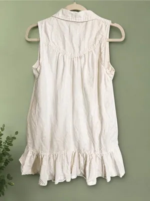 Pilcro Sleeveless V-Neck Linen Blend Flounce Mini Dress thumbnail 4