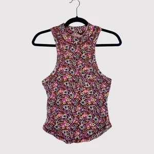 FP Movement Womens Top Pink Wishful AOP Floral Ribbed Tank Cottagecore Large thumbnail 2