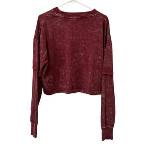 Ninth Hall Fundamentals Sweatshirt Women Size Large Crewneck Cropped Acid‎ Wash thumbnail 2