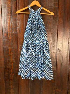 Calvin Klein Blue Printed Halter Fit & Flare Dress NWT 4P thumbnail 2
