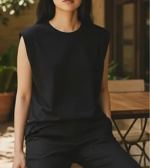 ZARA Perfect Sleeveless Lightweight Blouse Open V Neck Key Hole Back Small Black thumbnail 1