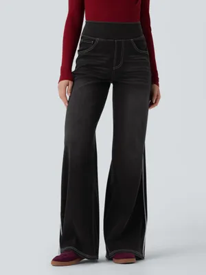 Halara Flex™ High Waisted Stripe Wide Leg Flowy Washed Casual Jeans thumbnail 3