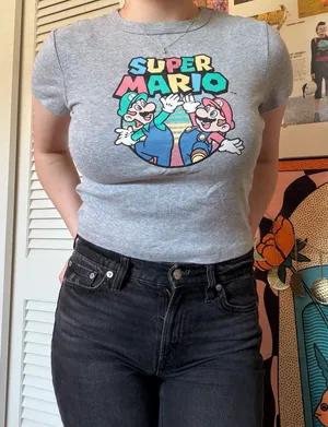Nintendo Grey Super Mario crop top thumbnail 1