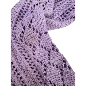 Noisy‎ May Purple Pointelle Knit Rouched V-Neck Cropped Sweater Small thumbnail 5