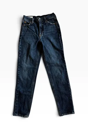 Gap Mom Jean High Rise Size 24/00R Dark Wash Blue Distressed Vintage Style thumbnail 1