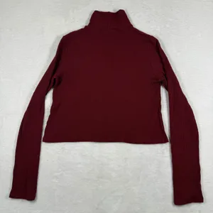 Reformation Womens Ribbed Mock Neck Long Sleeve‎ Top Burgundy Red Size S thumbnail 6