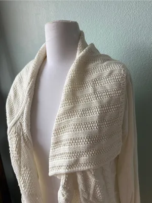 Cabi Ivory Open Waterfall Circle Cotton Cardigan Sweater Size Medium thumbnail 3