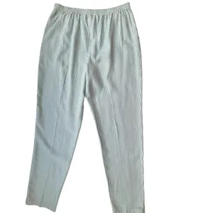 Adrienne Vittadini Silk Striped Pajama Lounge Pants Womens M Green White Vintage thumbnail 2