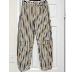 Miou Muse Striped Barrel Pants Cropped High Rise Cotton Small NWOT thumbnail 2
