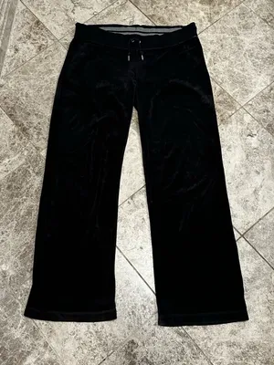 Vintage Nike Black Velour Sweatpants Medium M 8.5” Rise Track Pants Y2K thumbnail 2