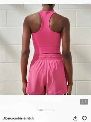 Abercrombie & Fitch YPB Seamless Crossover Ribbed Tank Ribbed Pink Tank thumbnail 2