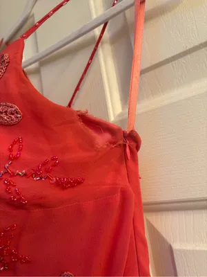 Sue Wong Coral Beaded Spaghetti-Strap Midi Dress thumbnail 4