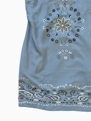 Wild Fable Blue Bandana Paisley Mini Shift Dress Size XXS Country Coastal thumbnail 11