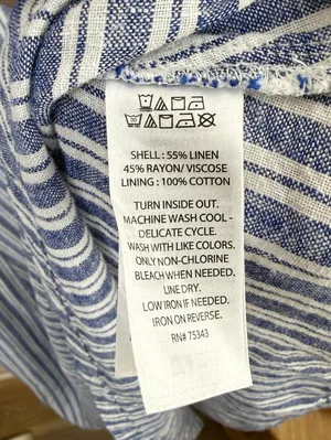 Calypso St. Barth Linen Blue White Striped Beaded Strap Maxi Dress - Size - XS thumbnail 6