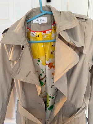 Calvin Klein Khaki Beige Trench Coat with Belt thumbnail 5