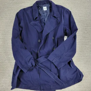 Gap Belted Trench Jacket Womens XXL Navy Blue Cotton Lined Double Breasted thumbnail 10