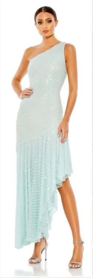 MAC DUGGAL Blue One Shoulder Asymmetrical Hem Dress thumbnail 1